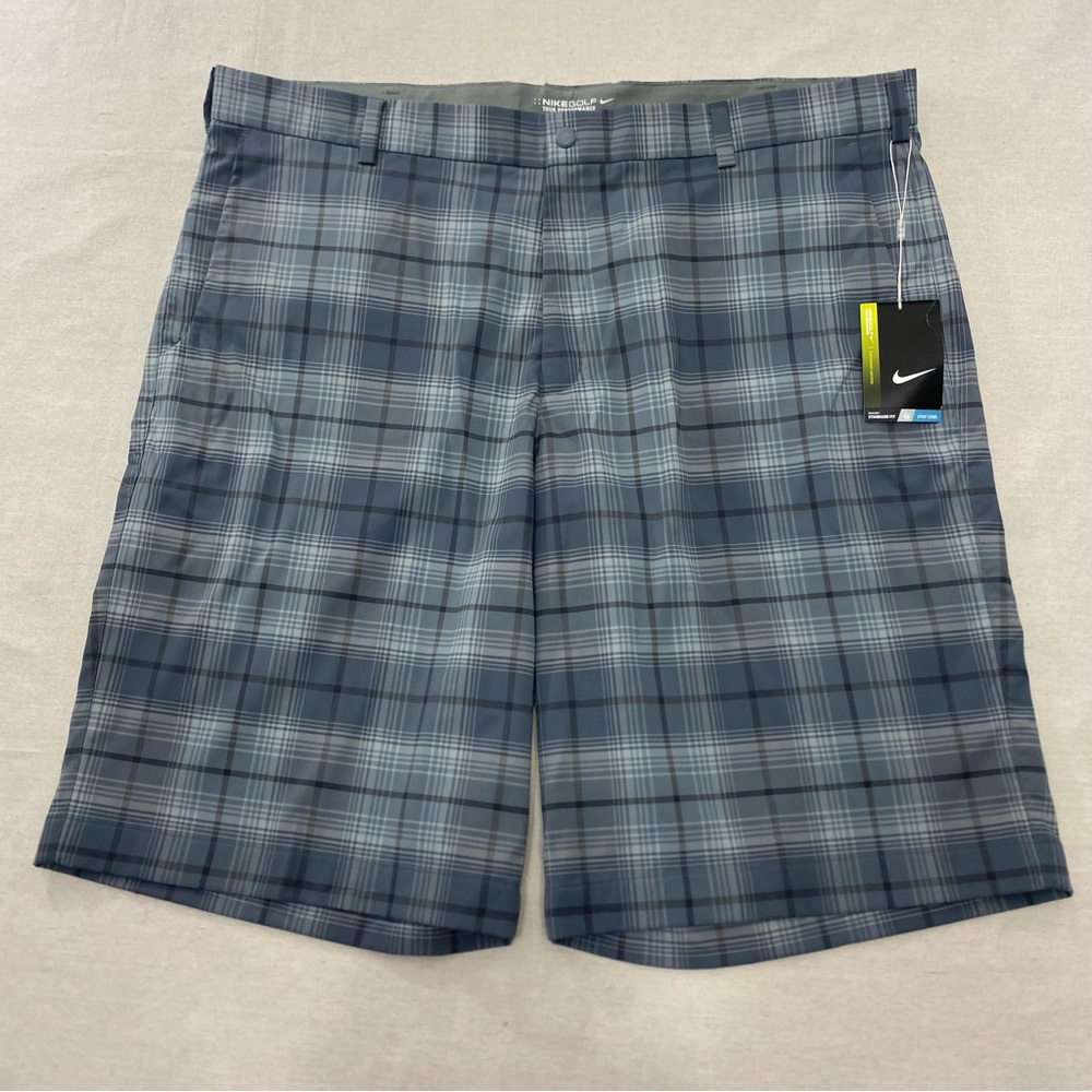 Nike Golf Dri-FIT Tour Performance Men's 40 XL Shorts Blue Gray Plaid 509182-065